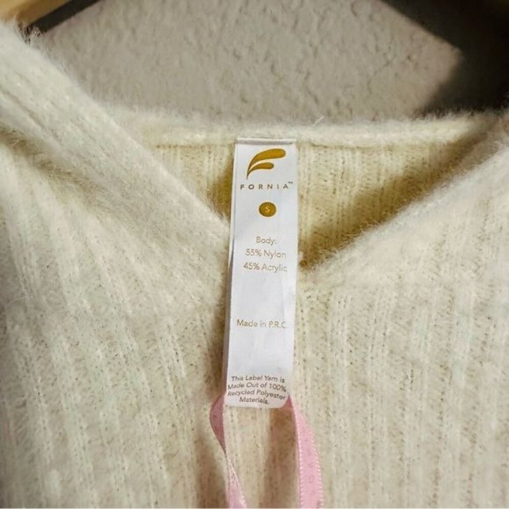 Fornia los angeles crop ivory hoodie sweatshirt size small - Picture 10 of 13